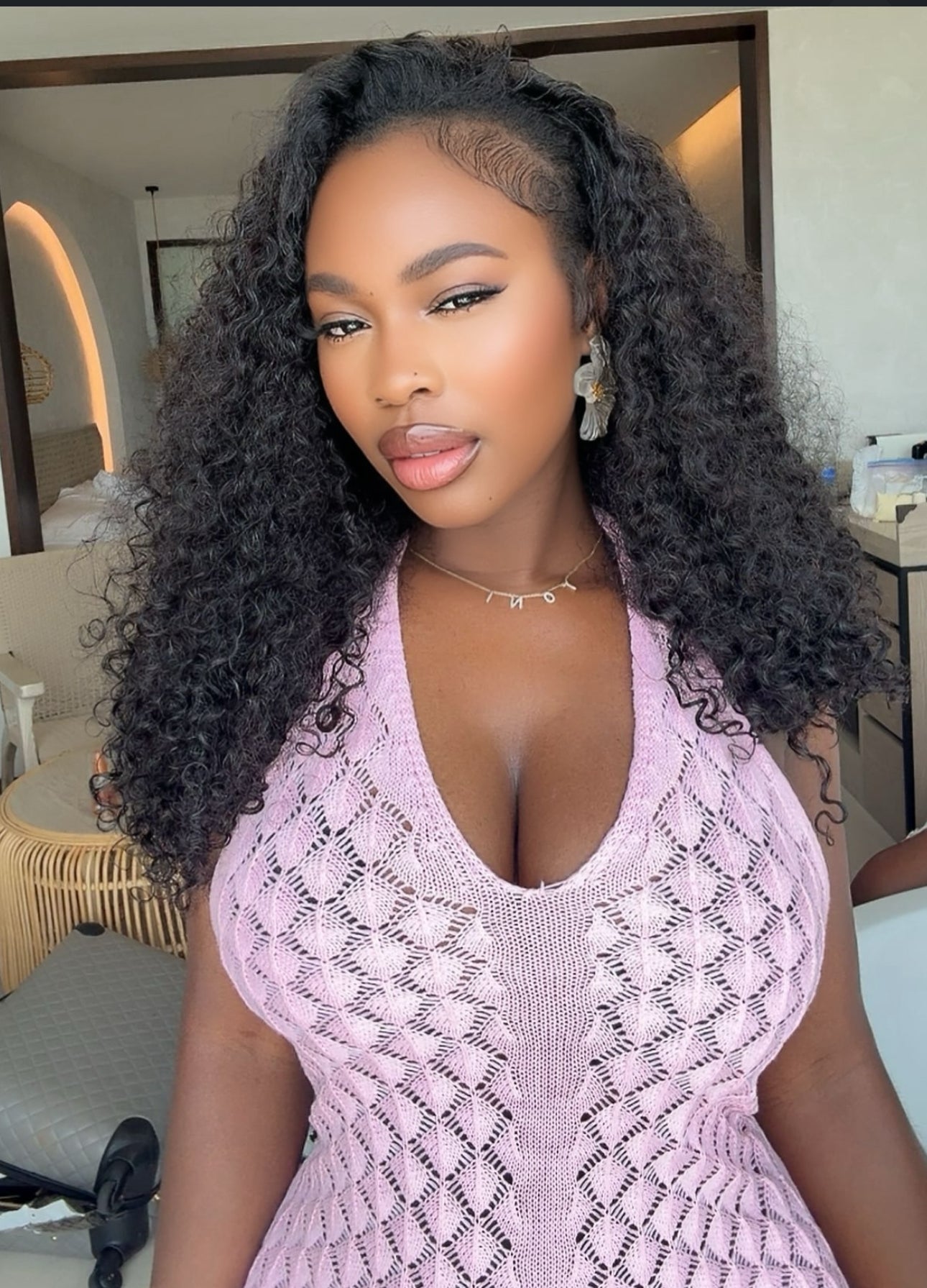 Carribean curly half wig